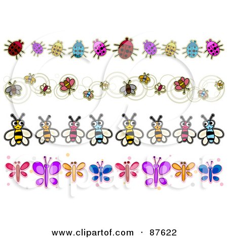 Royalty-Free (RF) Clipart Illustration of a Digital Collage Of Borders Of Ladybugs And Butterflies by BNP Design Studio