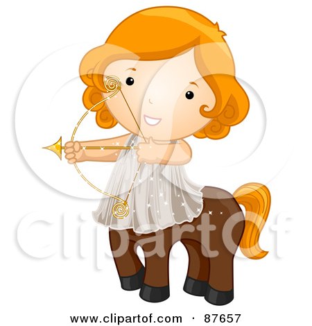 Royalty-Free (RF) Clipart Illustration of an Astrological Cute Sagittarius Centaur Girl With A Bow And Arrow by BNP Design Studio