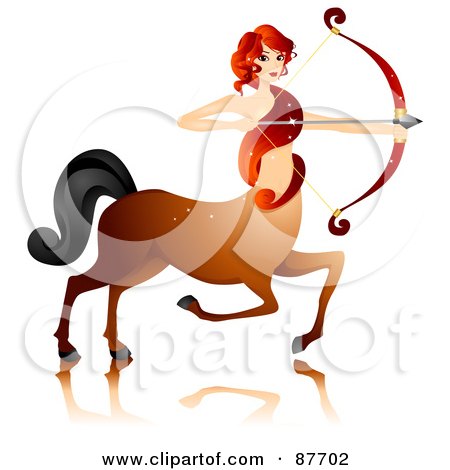 Royalty-Free (RF) Clipart Illustration of a Beautiful Horoscope Sagittarius Centaur Woman Archer by BNP Design Studio