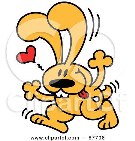 Royalty-Free (RF) Clipart Illustration of a Cute Male Bunny Chasing After His Crush by Zooco