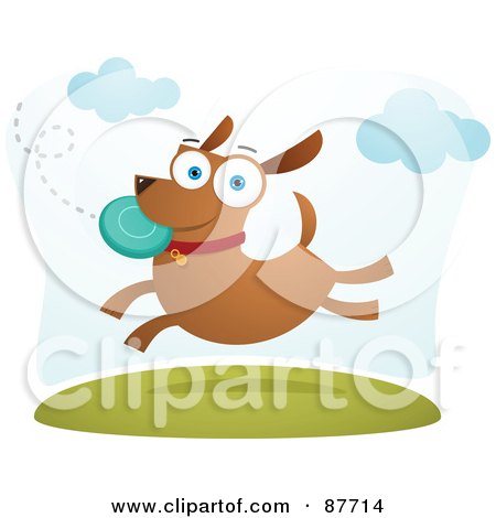Royalty-Free (RF) Clipart Illustration of a Energetic Dog Leaping To Catch A Frisbee In A Park by Qiun