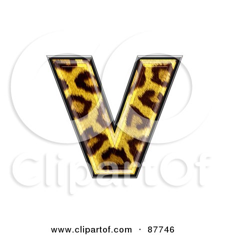 Royalty-Free (RF) Clipart Illustration of a Panther Symbol; Lowercase Letter v by chrisroll