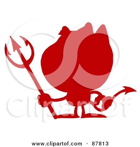 Royalty-Free (RF) Clipart Illustration of a Solid Red Silhouette Of A Devil by Hit Toon