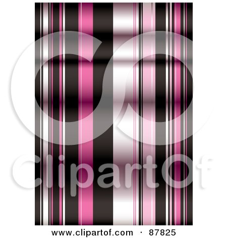 Royalty-Free (RF) Clipart Illustration of a Seamless Black And Pink Stripe Background With A Fold Shadow by michaeltravers