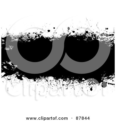 Royalty-Free (RF) Clipart Illustration of a Black Grunge Banner Over White - Version 1 by michaeltravers