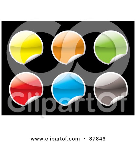 Royalty-Free (RF) Clipart Illustration of a Digital Collage Of Blank Shiny Colorful Stickers On Black by michaeltravers