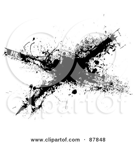 Royalty-Free (RF) Clipart Illustration of a Black Ink Splatter Cross by michaeltravers