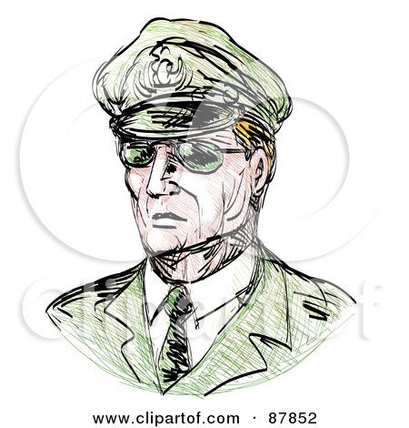 Royalty-Free (RF) Clipart Illustration of a Sketched General In Shades by patrimonio