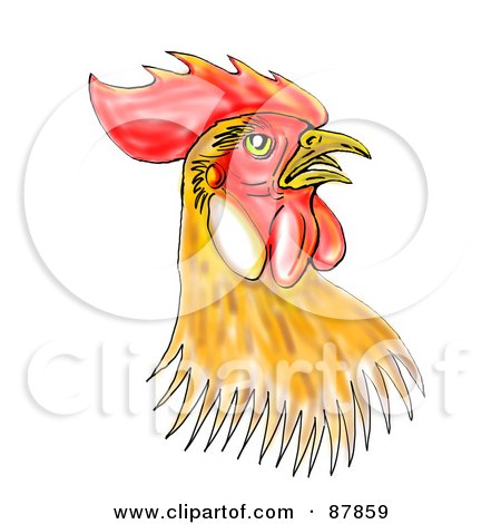 Royalty-Free (RF) Clipart Illustration of a Brown And Red Rooster Head by patrimonio
