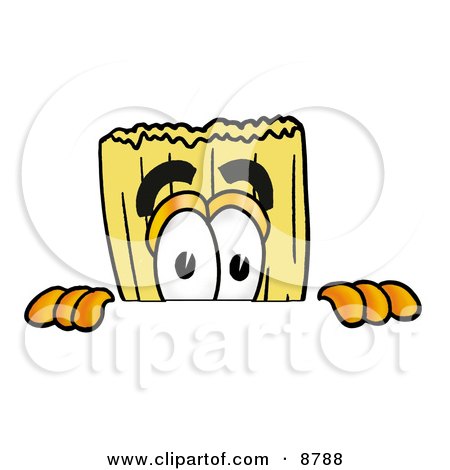 Clipart Picture of a Broom Mascot Cartoon Character Peeking Over a Surface by Mascot Junction