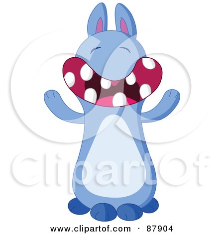 Royalty-Free (RF) Clipart Illustration of a Cute Blue Monster With A Big Toothy Smile by yayayoyo