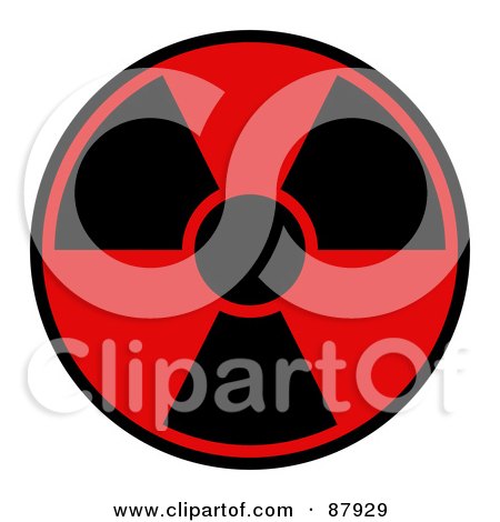 Royalty-Free (RF) Clipart Illustration of a Red And Black Radiation Warning Symbol by oboy