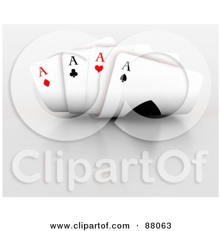 Royalty-Free (RF) Clipart Illustration of a Four Of A Kind Hand Of Ace Playing Cards by KJ Pargeter