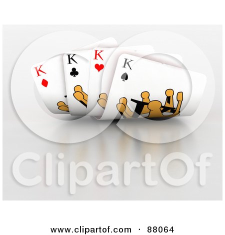 Royalty-Free (RF) Clipart Illustration of a Four Of A Kind Hand Of King Playing Cards by KJ Pargeter