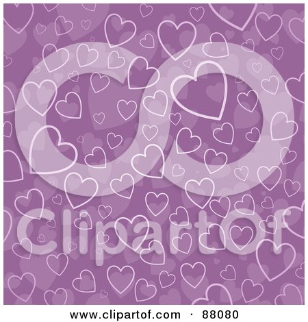 Royalty-Free (RF) Clipart Illustration of a Purple Heart Pattern Background by KJ Pargeter