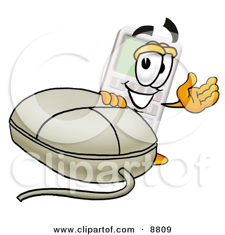 Clipart Picture of a Calculator Mascot Cartoon Character With a Computer Mouse by Mascot Junction