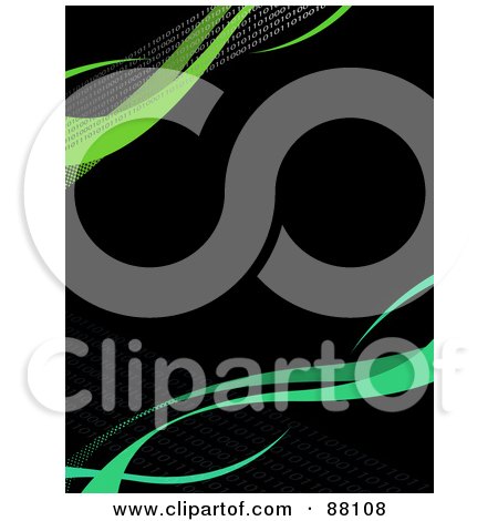 Royalty-Free (RF) Clipart Illustration of a Black Background With Diagonal Green Swooshes by Arena Creative
