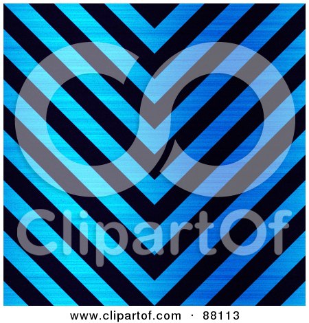 Royalty-Free (RF) Clipart Illustration of a Black And Brushed Blue Metal Hazard Stripes Background by Arena Creative