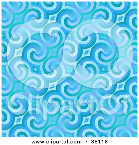 Royalty-Free (RF) Clipart Illustration of a Bright Shiny Blue Swirl Background by Arena Creative