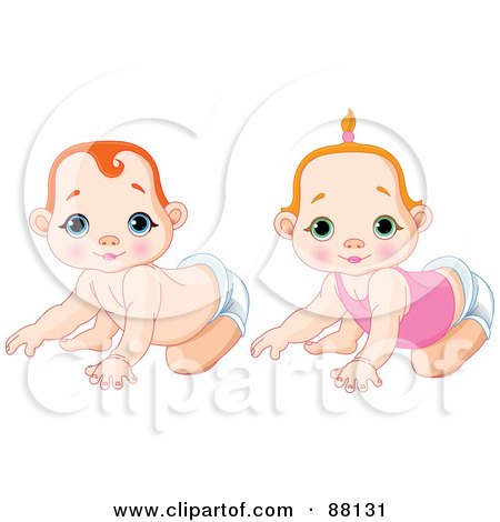 Royalty-Free (RF) Clipart Illustration of a Digital Collage Of Cute Crawling Babies by Pushkin