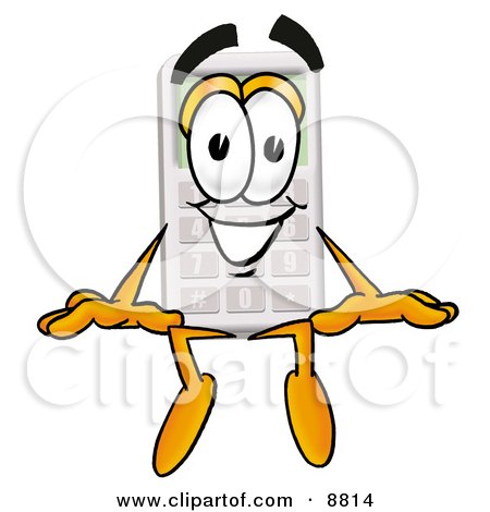 Clipart Picture of a Calculator Mascot Cartoon Character Sitting by Mascot Junction