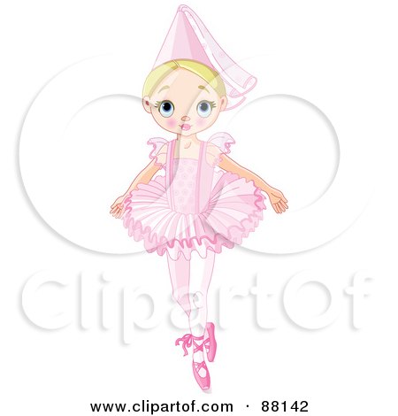 Royalty-Free (RF) Clipart Illustration of a Pretty Blond Ballerina Girl Wearing A Conical Hat by Pushkin