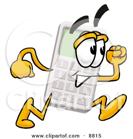 Clipart Picture of a Calculator Mascot Cartoon Character Running by Mascot Junction