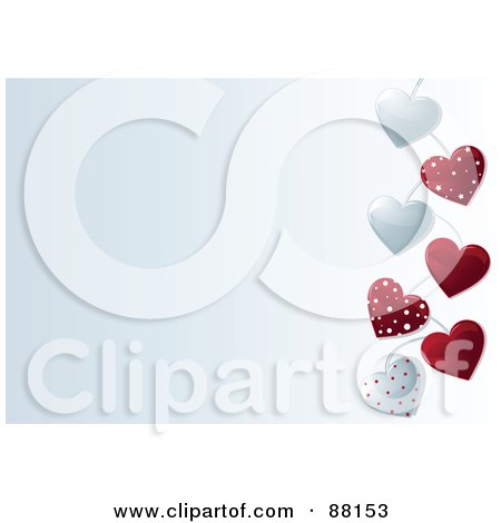 Royalty-Free (RF) Clipart Illustration of a Gray Background With Silver And Red Hearts On The Right Side by Pushkin