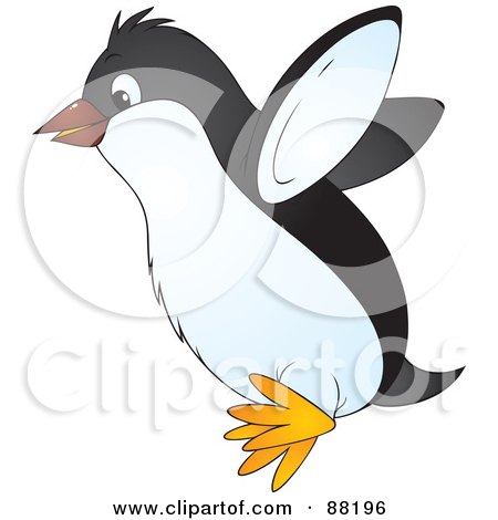 Royalty-Free (RF) Clipart Illustration of a Cute Penguin Jumping by Alex Bannykh