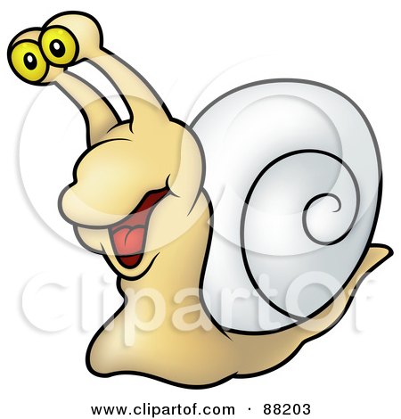 Royalty-Free (RF) Clipart Illustration of a Beige Snail With A White Shell by dero
