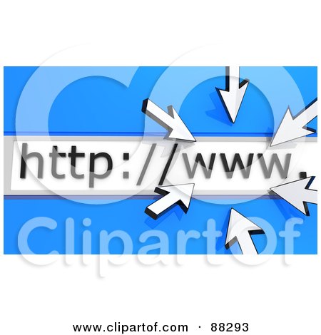 Royalty-Free (RF) Clipart Illustration of 3d Arrow Cursors Circling WWW In An Address Bar Over Blue by Tonis Pan