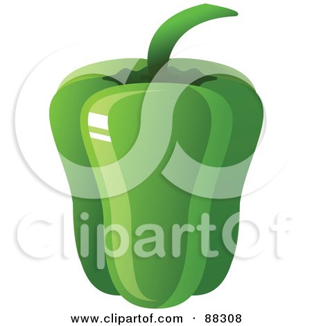 Royalty-Free (RF) Clipart Illustration of a Shiny Green Bell Pepper by Tonis Pan