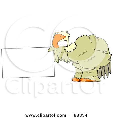 Royalty-Free (RF) Clipart Illustration of a Big Bird Holding Out A Blank Sign by djart