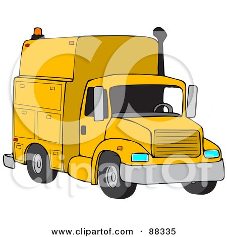 Royalty-Free (RF) Clipart Illustration of a Front View Of A Yellow Utility Truck by djart
