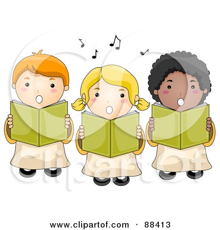 Royalty-Free (RF) Clipart Illustration of a Choir Of Cute Children Singing by BNP Design Studio