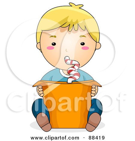 Royalty-Free (RF) Clipart Illustration of a Blond By Using A Curly Straw To Drink A Bucket Sized Beverage by BNP Design Studio