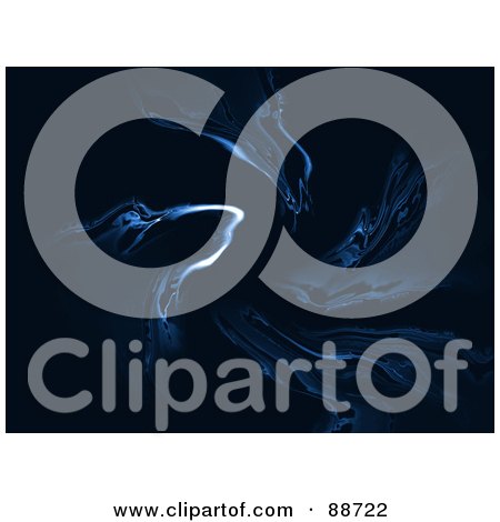 Royalty-Free (RF) Clipart Illustration of Blue Liquid Metal Waves On Black by elaineitalia