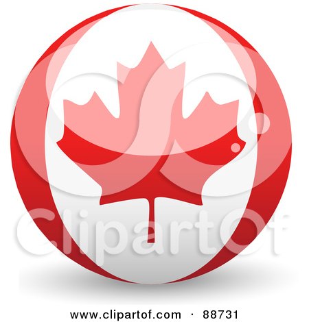Royalty-Free (RF) Clipart Illustration of a Shiny 3d Canadian Sphere by elaineitalia