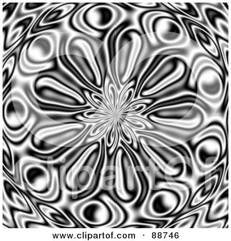 Royalty-Free (RF) Clipart Illustration of a Black And White Flower Vortex Background by Arena Creative