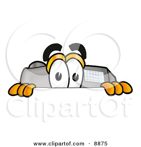 Clipart Picture of a Camera Mascot Cartoon Character Peeking Over a Surface by Mascot Junction