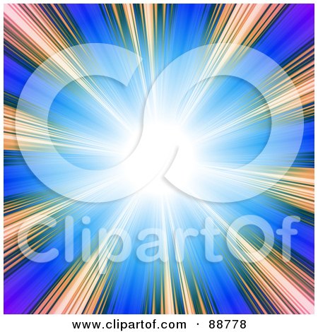 Royalty-Free (RF) Clipart Illustration of a Bright White With Gradient Rays Over Blue by Arena Creative