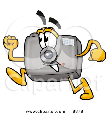 Clipart Picture of a Camera Mascot Cartoon Character Running by Mascot Junction