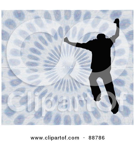 Royalty-Free (RF) Clipart Illustration of a Jumping Silhouetted Man Over A Vortex by Arena Creative