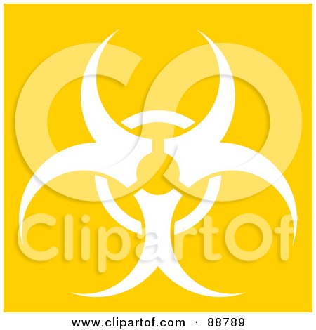 Royalty-Free (RF) Clipart Illustration of a White Bio Hazard Symbol Over Yellow by Arena Creative