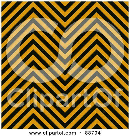 Royalty-Free (RF) Clipart Illustration of a Background Of Black And Orange Zig Zag Hazard Stripes by Arena Creative