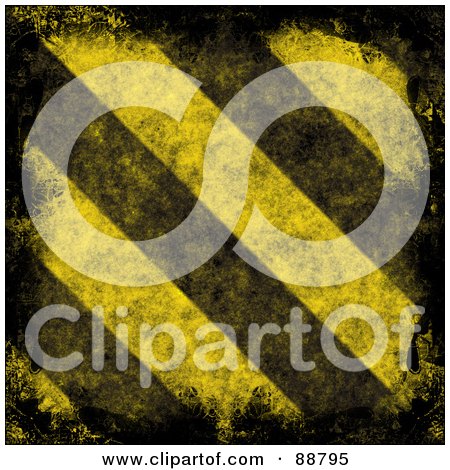 Royalty-Free (RF) Clipart Illustration of a Background Of Grungy Black And Yellow Hazard Stripes by Arena Creative