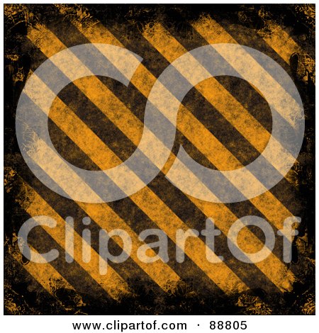 Royalty-Free (RF) Clipart Illustration of a Grungy Diagonal Hazard Stripes Background With Dark Edges by Arena Creative