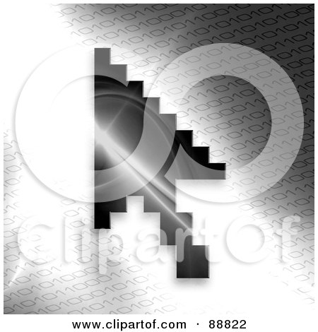 Royalty-Free (RF) Clipart Illustration of a Black Cursor Over A Bright Binary Background by Arena Creative