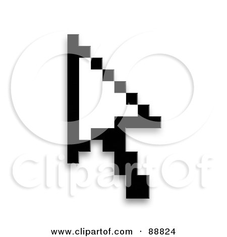 Royalty-Free (RF) Clipart Illustration of a Black Pixelated Cursor Over White by Arena Creative