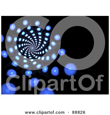 Royalty-Free (RF) Clipart Illustration of a Blue Orb Spiral On Black by Arena Creative
